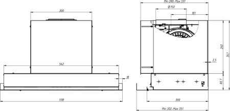 Вытяжка встраиваемая Elikor Sense 60П-1000 нержавеющая сталь управление: кнопочное