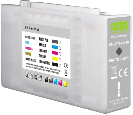 Картридж струйный Cactus CS-EPT693100 T6931 черный (350мл) для Epson SureColor SC-T3000/T3070/T3200/T5000/5200