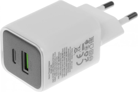 Сетевое зар./устр. Hoco N46 Glorious 20W 3A (PD+QC+AFC) USB-A/Type-C универсальное белый (35301)