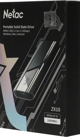 Накопитель SSD Netac USB-C 1TB NT01ZX10-001T-32BK ZX10 1.8" черный