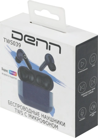 Гарнитура внутриканальные Denn TWS039 т.синий беспроводные bluetooth в ушной раковине