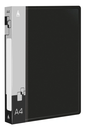 Папка на 4-х кольцах Бюрократ -0827/4RBLCK A4 пластик 0.7мм кор.27мм внутр. с вставкой черный