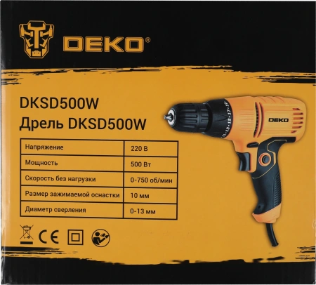Дрель-шуруповерт Deko DKSD500W 500Вт патрон:быстрозажимной (063-4053)