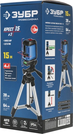 Нивелир лазерн. Зубр КРЕСТ-15 цв.луч. красный (34902-3_Z01)