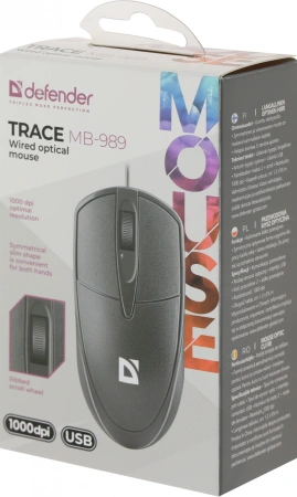 Мышь Defender Trace MB-989 черный оптическая 1000dpi USB 2but (52989)