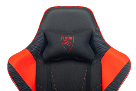 Кресло игровое Zombie Thunder 1 черный/красный ткань/эко.кожа с подголов. крестов. пластик