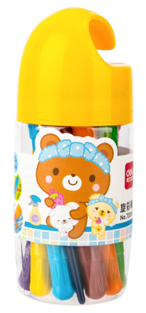 Масляная пастель Deli 72054 с поворотным механизмом 12цв. дл.130ммд.13мм пласт.туб.