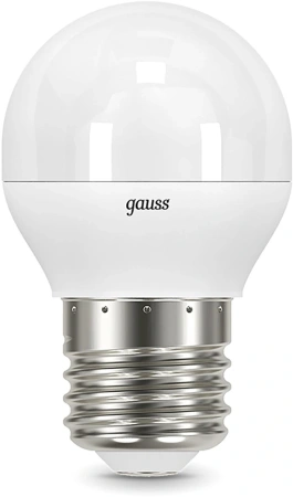 Лампа светодиодная Gauss 9.5Вт цок.:E27 шар 220B 4100K св.свеч.бел.нейт. P45 (упак.:1шт) (105102210)