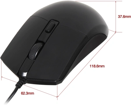 Мышь Оклик 207M черный оптическая (2400dpi) USB (4but)