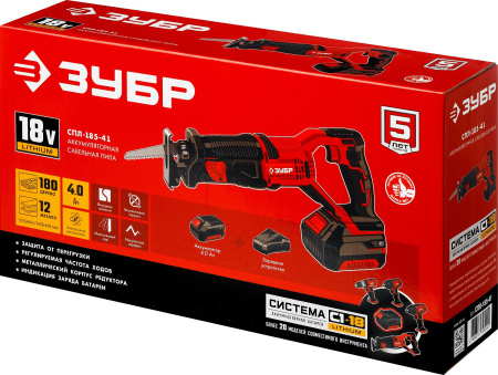 Сабельная пила Зубр СПЛ-185-41 аккум. 2600ход/мин