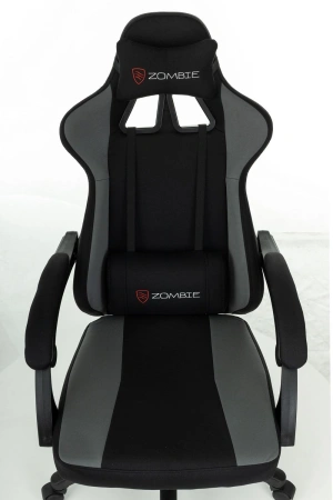 Кресло игровое Zombie Rudger черный/серый с подголов. крестов. пластик
