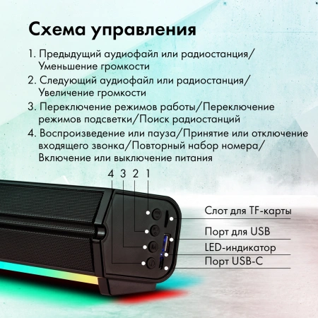 Саундбар GMNG GG-SP100UB 2.0 10Вт черный