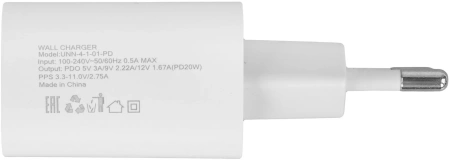 Сетевое зар./устр. Wiiix UNN-4-1-01-PD 20W 3A (PD) USB Type-C белый
