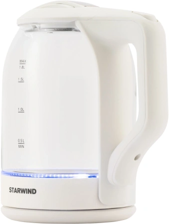 Чайник электрический Starwind SKG1056 1.8л. 2000Вт белый/прозрачный (корпус: стекло)
