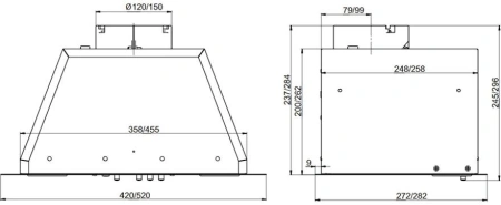 Вытяжка встраиваемая Elikor BOX 42П-450 черный управление: кнопочное (1 мотор)