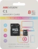 Флеш карта microSDHC 8Gb Class10 Hikvision HS-TF-C1(STD)/8G/Adapter C1 + adapter