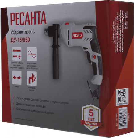 Дрель ударная Ресанта ДУ-15/850 850Вт патрон:кулачковый реверс (75/8/3)