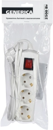 Сетевой удлинитель IEK У03В 7м (3 розетки) белый (пакет ПЭ)