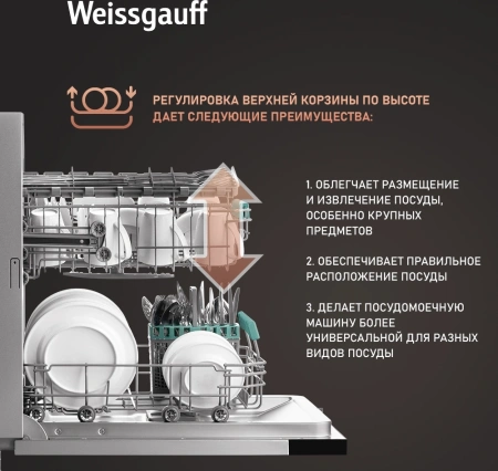 Посудомоечная машина встраив. Weissgauff BDW 4526 D узкая