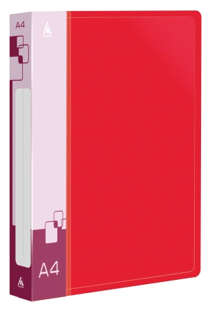 Папка на 4-х D-кольцах Бюрократ -0840/4DRED A4 пластик 0.8мм кор.40мм внутр. с вставкой красный