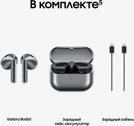 Гарнитура вкладыши Samsung Galaxy Buds 3 серебристый беспроводные bluetooth в ушной раковине (SM-R530NZAACIS)