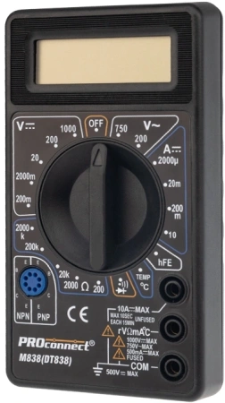 Мультиметр PROconnect M838 DT838 цифровой черный (13-3013)
