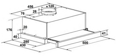 Вытяжка встраиваемая Lex Hubble 500 черный управление: кнопочное (1 мотор)