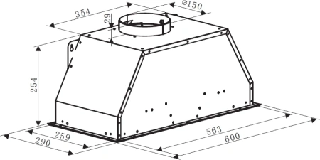Вытяжка встраиваемая Weissgauff Dubhe 60 PB BL черный управление: кнопочное (1 мотор)