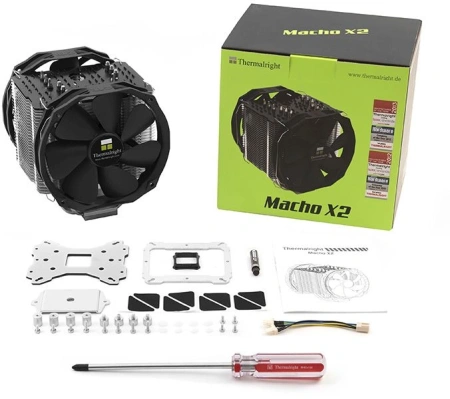 Устройство охлаждения(кулер) Thermalright Macho X2 LE Soc-AM5/AM4/1200/1700/1851 черный 3-pin 15dB Al+Cu 710gr Ret (MACHO-X2-LE)