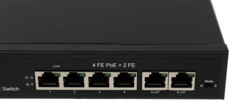 Коммутатор Osnovo SW-20600/A(80W) 6x100Mb 4PoE+ 80W неуправляемый