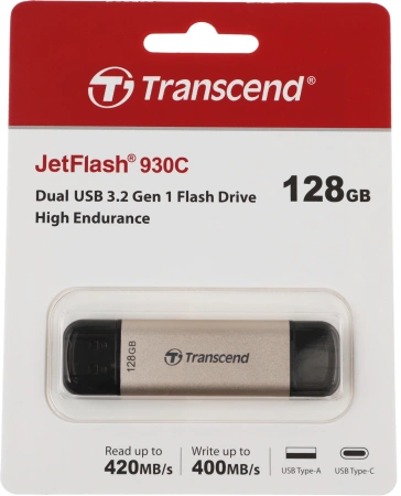 Флеш Диск Transcend 128Gb Jetflash 930С TS128GJF930C USB3.0 золотистый/черный