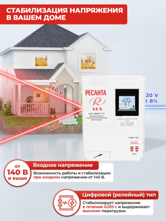 Стабилизатор напряжения Ресанта АСН-5000Н/1-Ц однофазный серый (63/6/16)