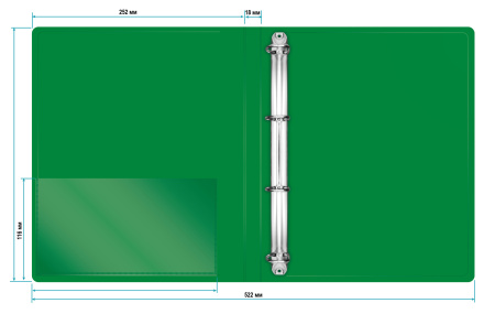 Папка на 4-х кольцах Бюрократ -0818/4RGRN A4 пластик 0.7мм кор.18мм внутр. с вставкой зеленый