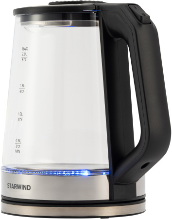 Чайник электрический Starwind SKG5778 2л. 2000Вт черный/прозрачный (корпус: стекло)