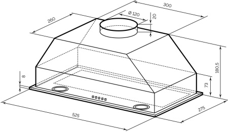 Вытяжка встраиваемая Lex Ghost G 600 черный управление: кнопочное (1 мотор)