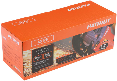Углошлифовальная машина Patriot AG 126 1050Вт 11000об/мин рез.шпин.:M14 d=125мм (110301126)