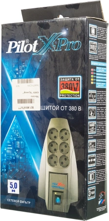 Сетевой фильтр Pilot X-Pro 5м (6 розеток) серый (коробка)