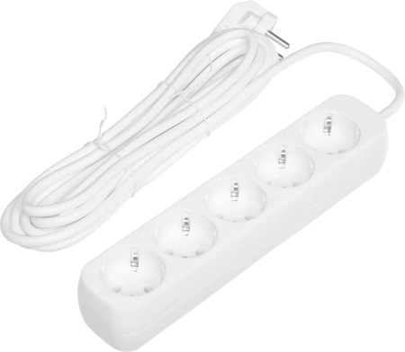 Сетевой удлинитель Defender E550 5м (5 розеток) белый (пакет ПЭ)