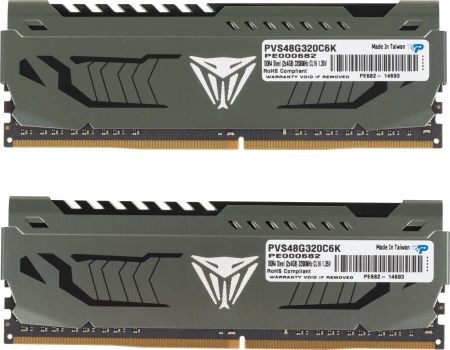 Память DDR4 2x4Gb 3200MHz Patriot PVS48G320C6K Viper Steel RTL Gaming PC4-25600 CL16 DIMM 288-pin 1.35В dual rank с радиатором Ret