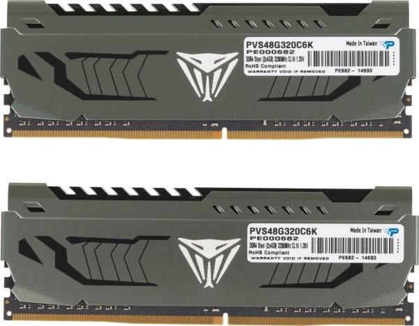 Память DDR4 2x4Gb 3200MHz Patriot PVS48G320C6K Viper Steel RTL Gaming PC4-25600 CL16 DIMM 288-pin 1.35В dual rank с радиатором Ret
