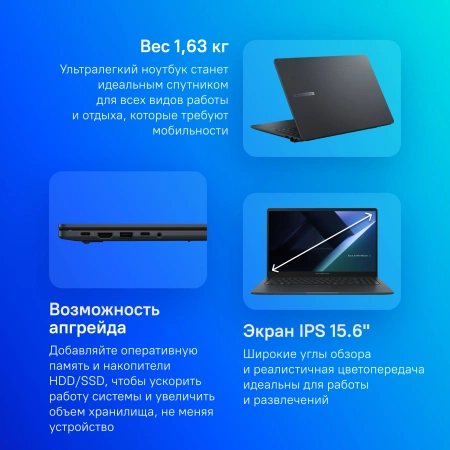 Ноутбук Asus Expertbook BM1 BM1503CDA-S70118 Ryzen 5 7535U 8Gb SSD512Gb AMD Radeon 15.6" IPS FHD (1920x1080) noOS grey WiFi BT Cam (90NX0821-M00410)