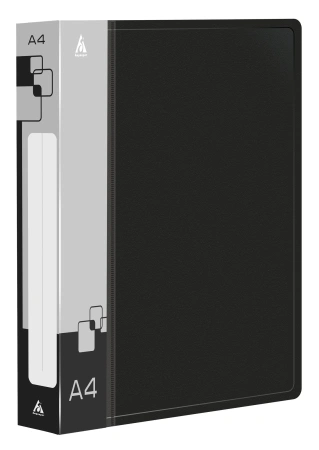 Папка на 4-х D-кольцах Бюрократ -0840/4DBLCK A4 пластик 0.8мм кор.40мм внутр. с вставкой черный