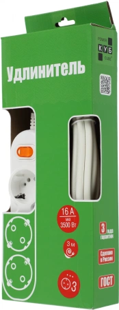 Сетевой удлинитель Powercube PC-1-3М 3м (3 розетки) белый (коробка)
