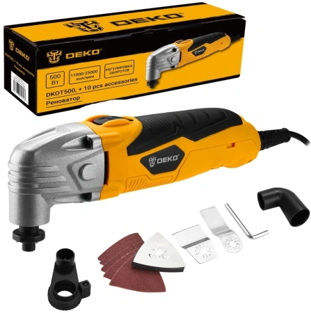 Многофункциональный инструмент Deko DKOT500 + набор предметов 10 500Вт желтый/черный (085-1135)