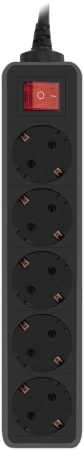 Сетевой фильтр PC Pet AP01006-E-B 1.8м (5 розеток) черный (пакет ПЭ)