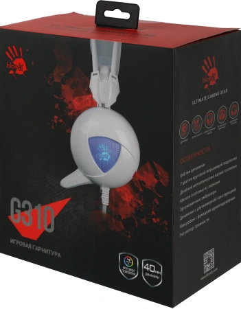Наушники с микрофоном A4Tech Bloody G310 белый 1.8м мониторные оголовье (G310)