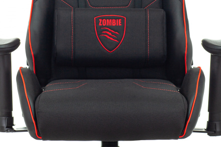 Кресло игровое Zombie Thunder 1 черный/красный ткань/эко.кожа с подголов. крестов. пластик