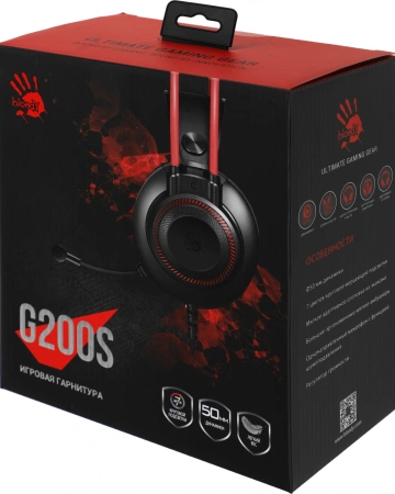 Наушники с микрофоном A4Tech Bloody G200S черный/красный 2м мониторные USB оголовье (G200S USB/ BLACK +RED)