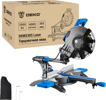 Торцовочная пила Deko DKMS305 Laser 2550Вт 4000об/мин d=305мм