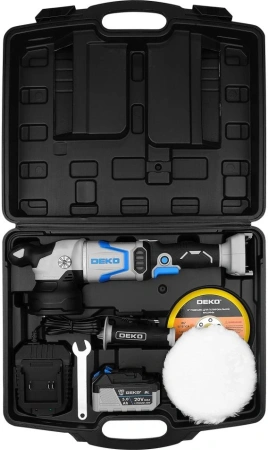 Эксцентриковая шлифмашина Deko DKCP20DA PRO аккум. жестк.кейс (085-1066)